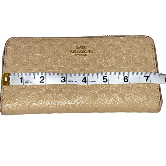 Coach Accordian Zip Signature Debossed Patent Leather Wallet F54805 neutral box - Picture 10 of 11